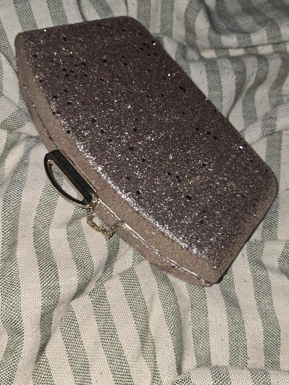 Glitter Box Clutch Handbag in Sparkling Rose